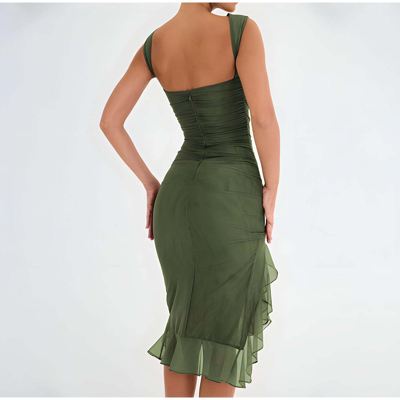 CLEMENTINE | High Neck Ruffle Midi Dress