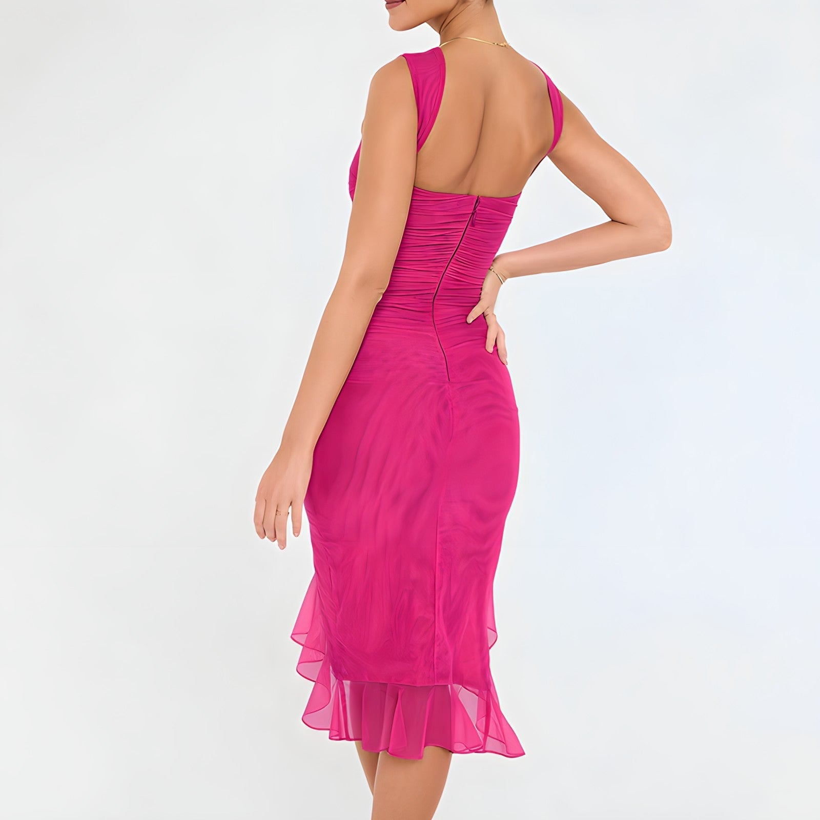 CLEMENTINE | High Neck Ruffle Midi Dress