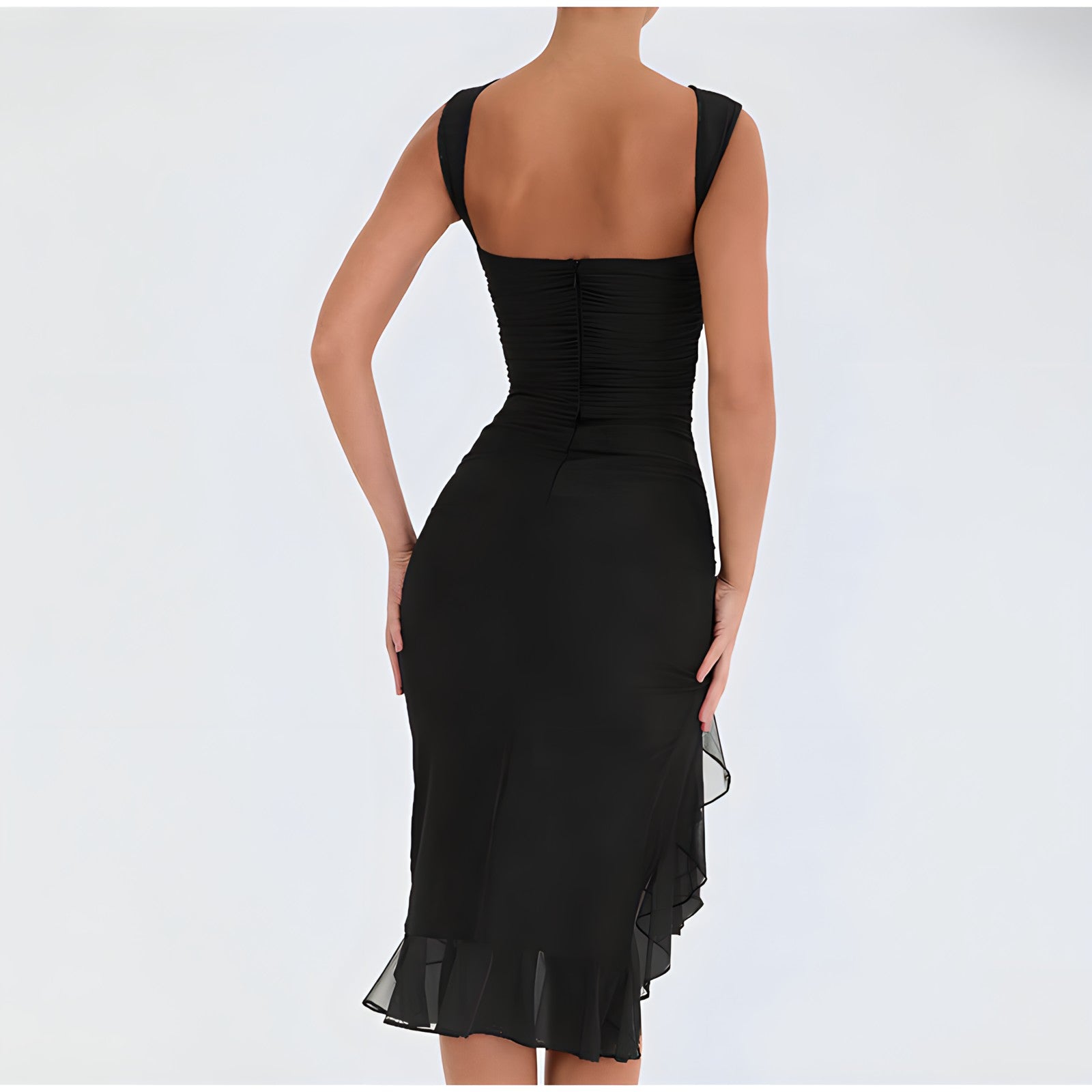 CLEMENTINE | High Neck Ruffle Midi Dress