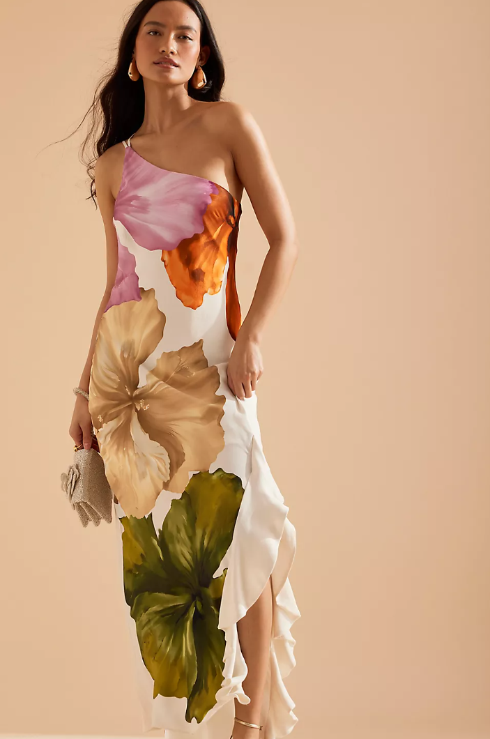 FELICITY | One Shoulder Floral-Print Maxi Dress