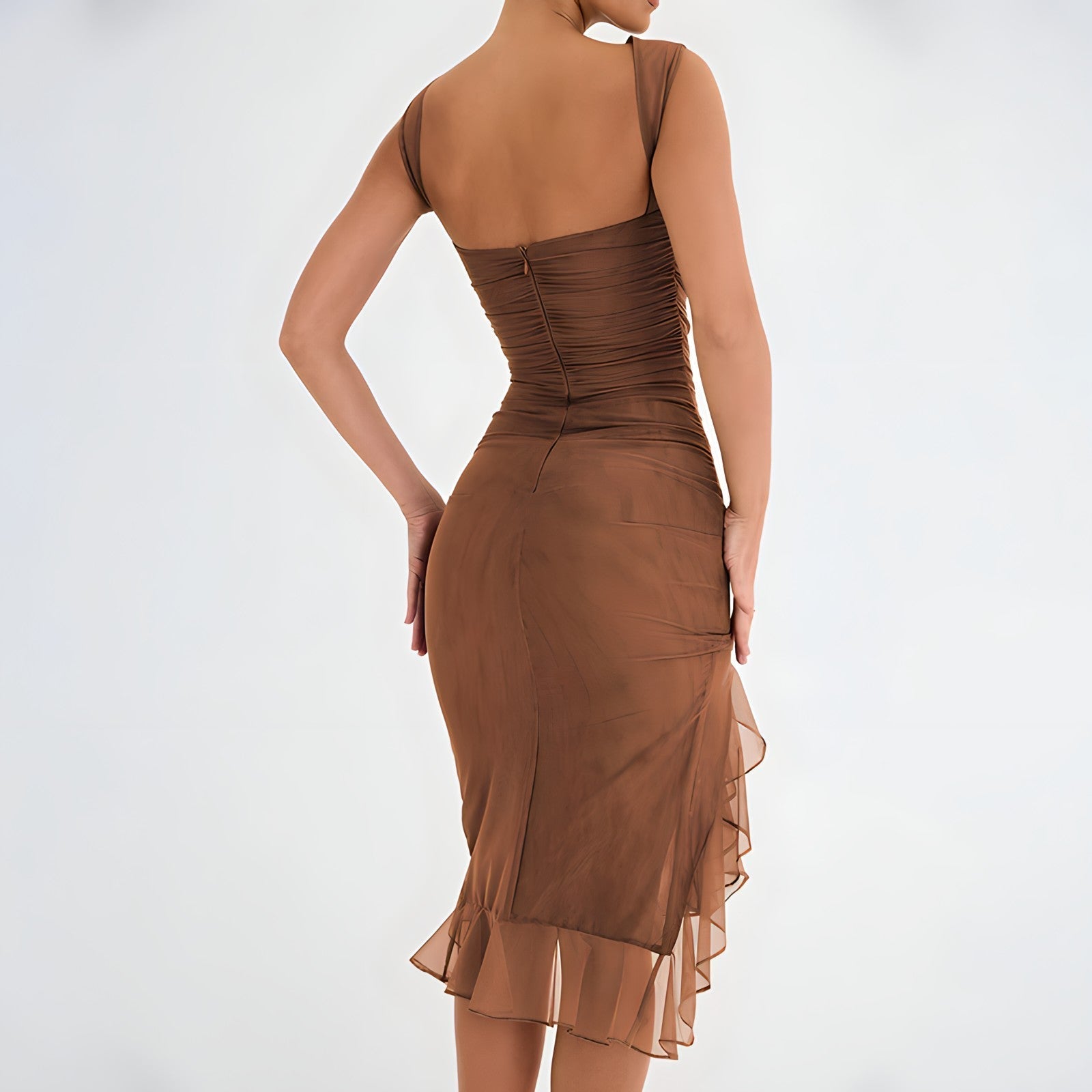 CLEMENTINE | High Neck Ruffle Midi Dress