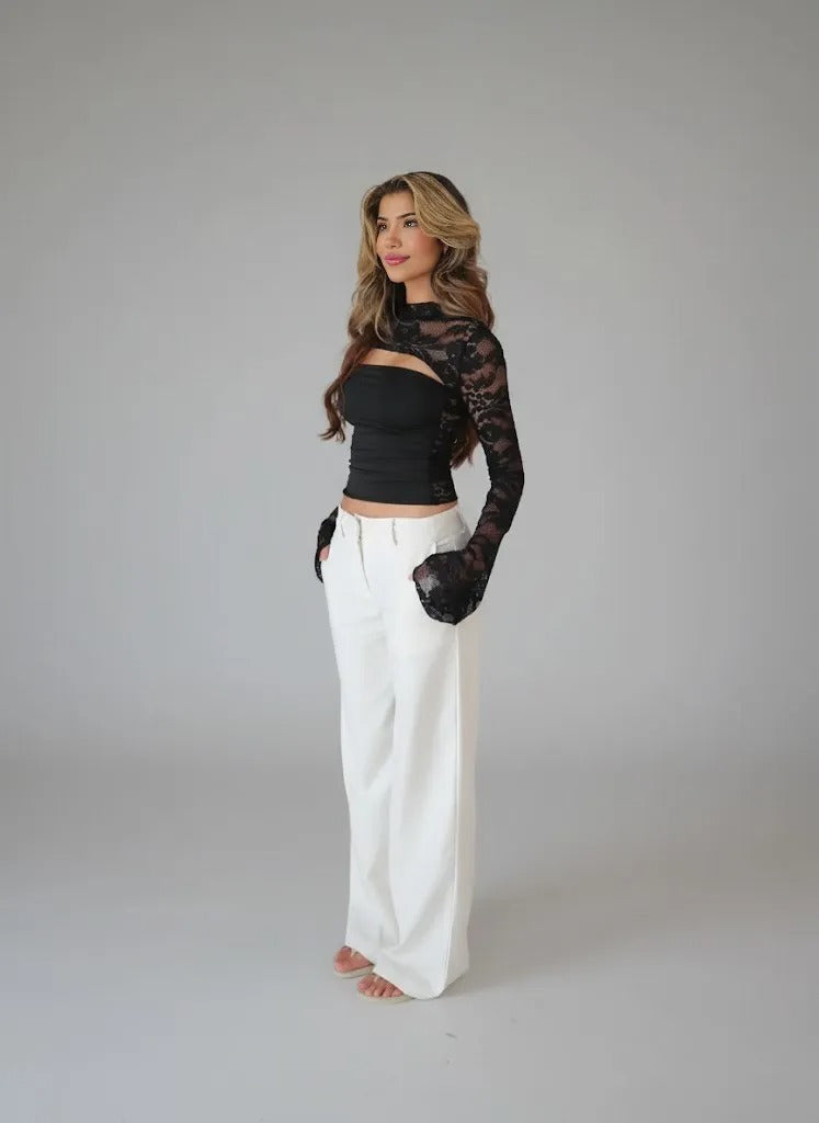 CAMILA | Lace High Neck Cut-Out Top