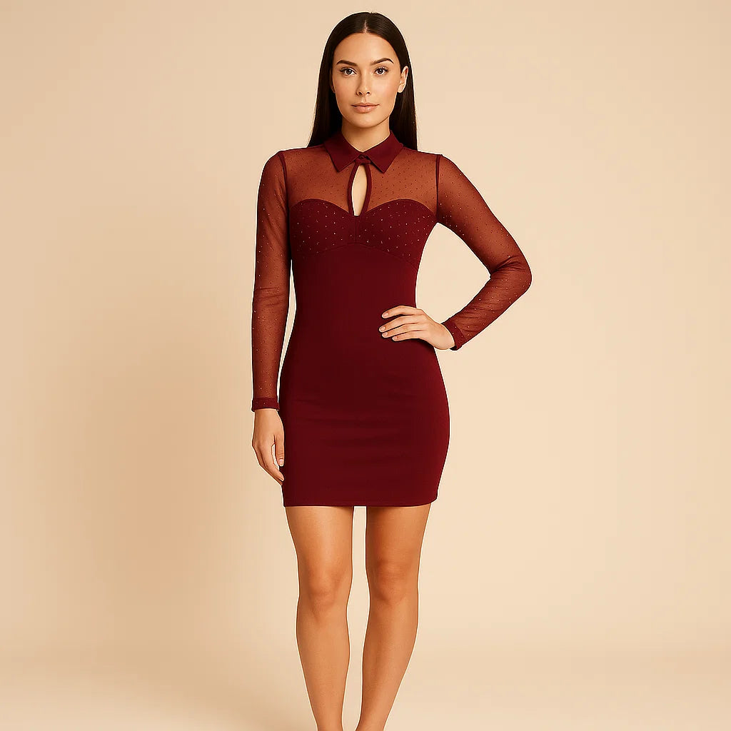 ELLA-ROSE | Long Sleeve Glitter Mini Dress
