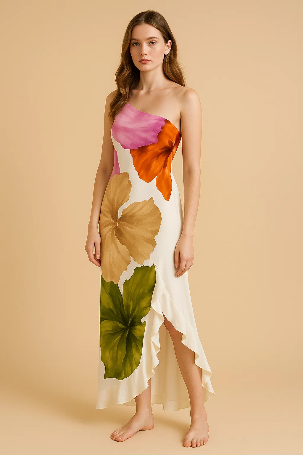 FELICITY | One Shoulder Floral-Print Maxi Dress