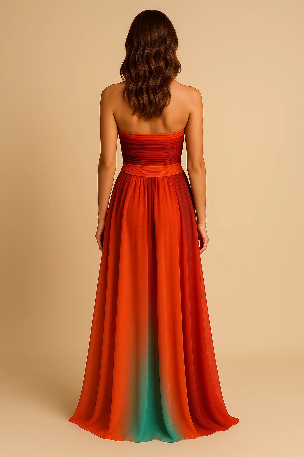 BEATRICE | Sunset Mesh Printed Maxi Dress