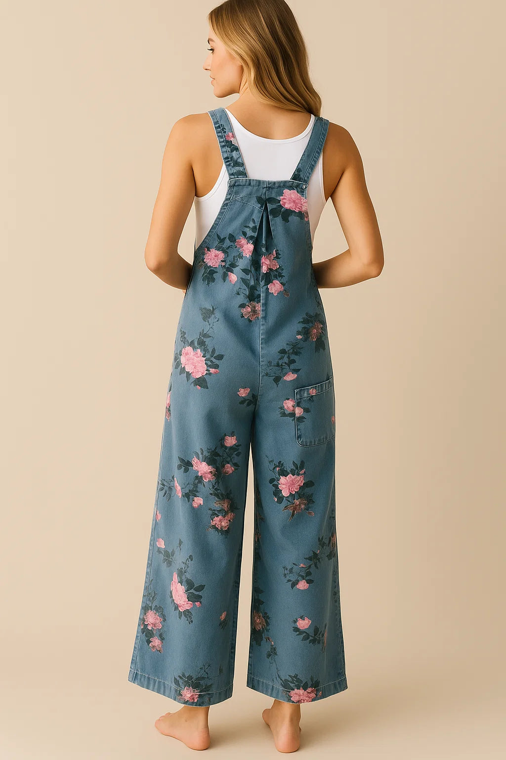 MATILDA | Floral Wide Leg Denim Overall