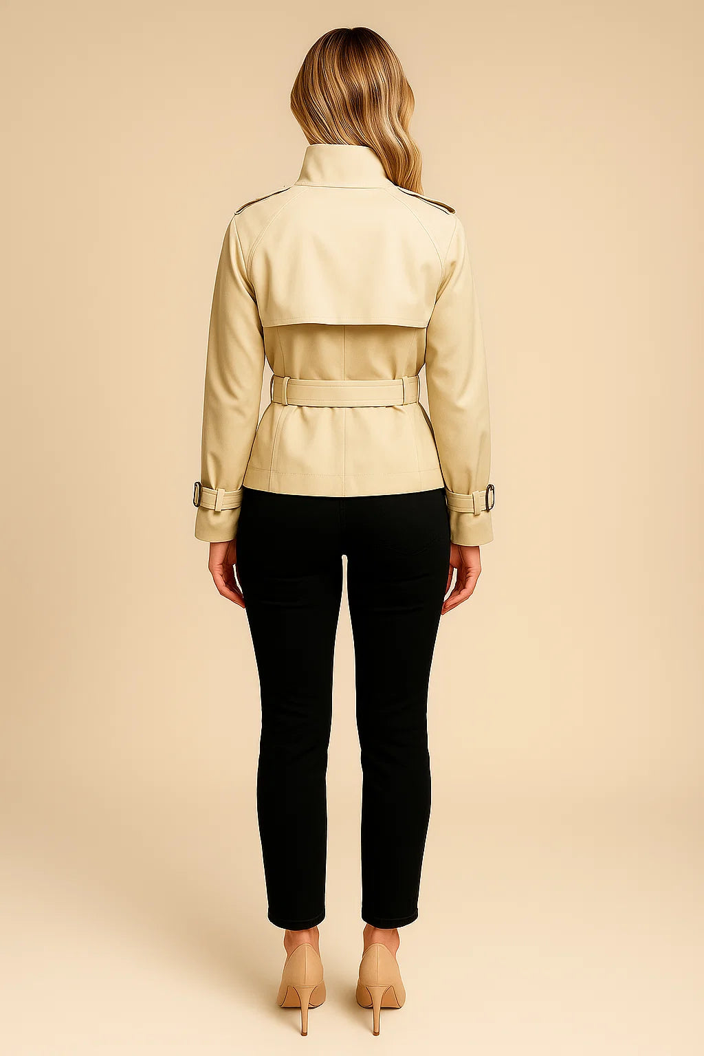 SOPHIE | High-Collar Short Trench Coat