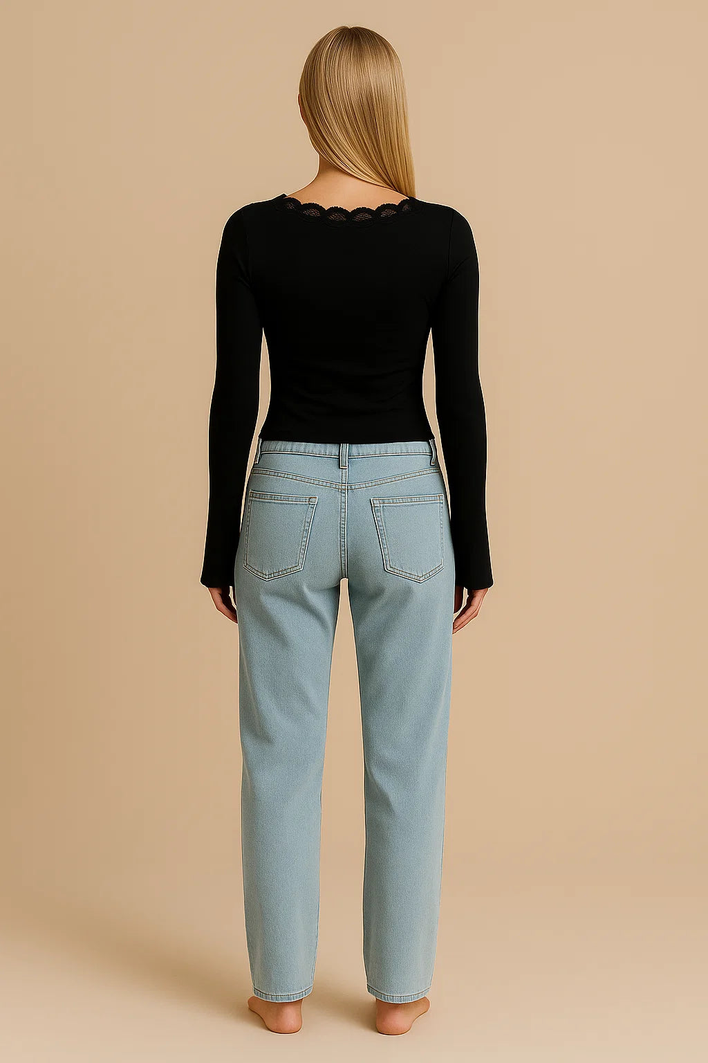 ARIA | Lace Trim Long Sleeve Top