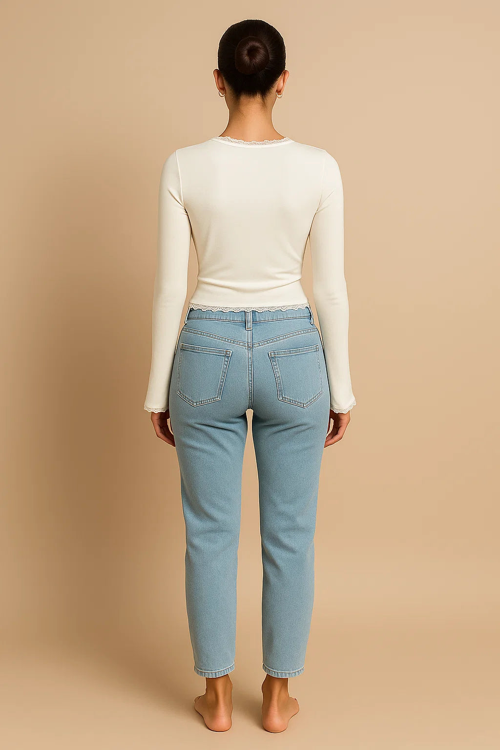 ALINA | Lace Trim Wrap Long Sleeve Top