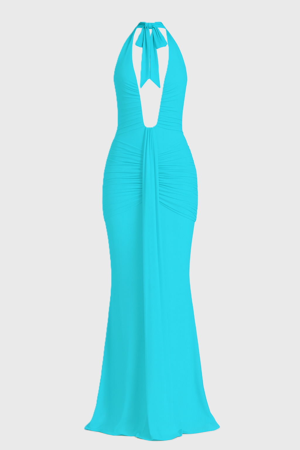 ADELIA | Deep V Halter Maxi Dress