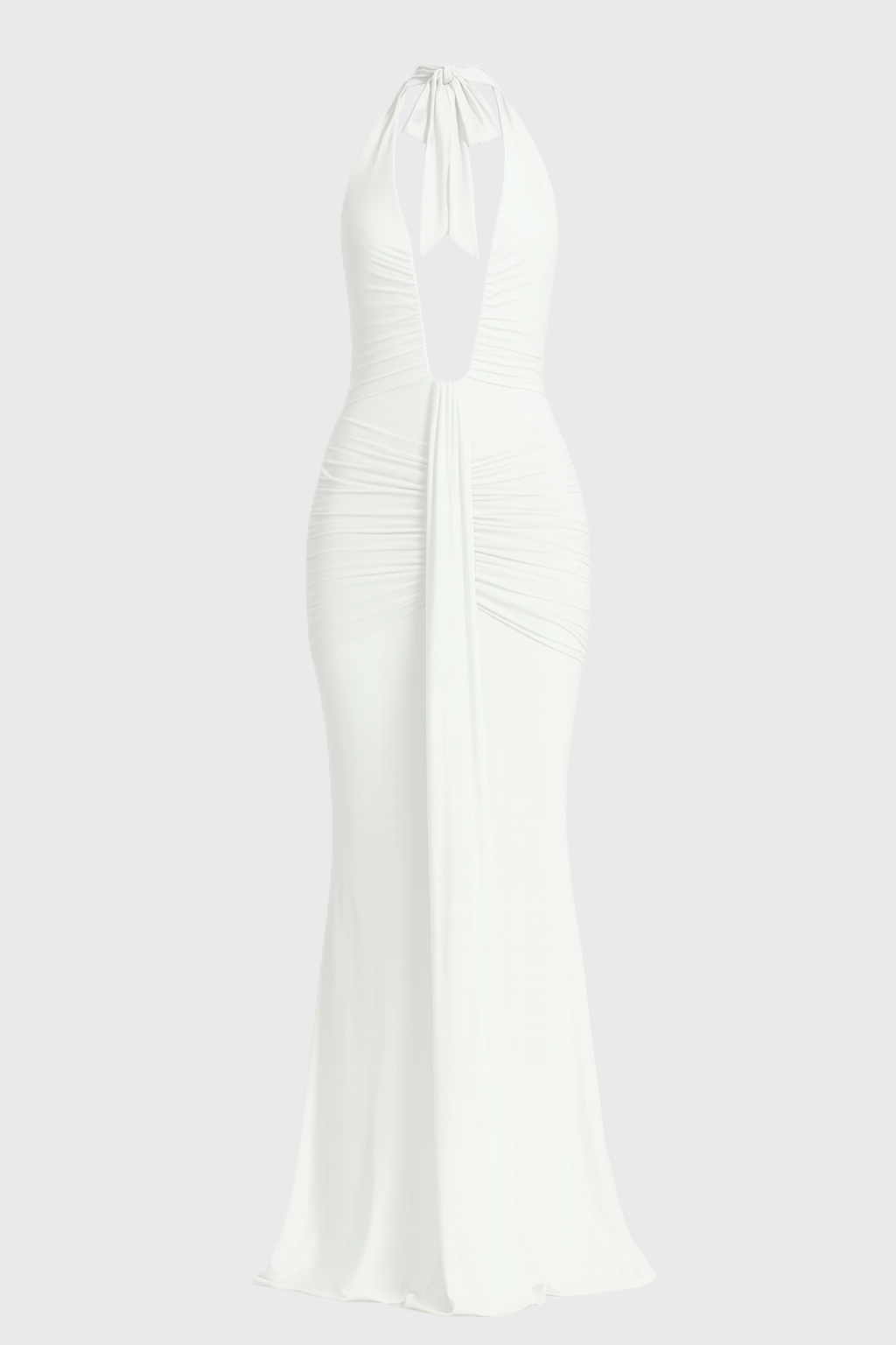 ADELIA | Deep V Halter Maxi Dress