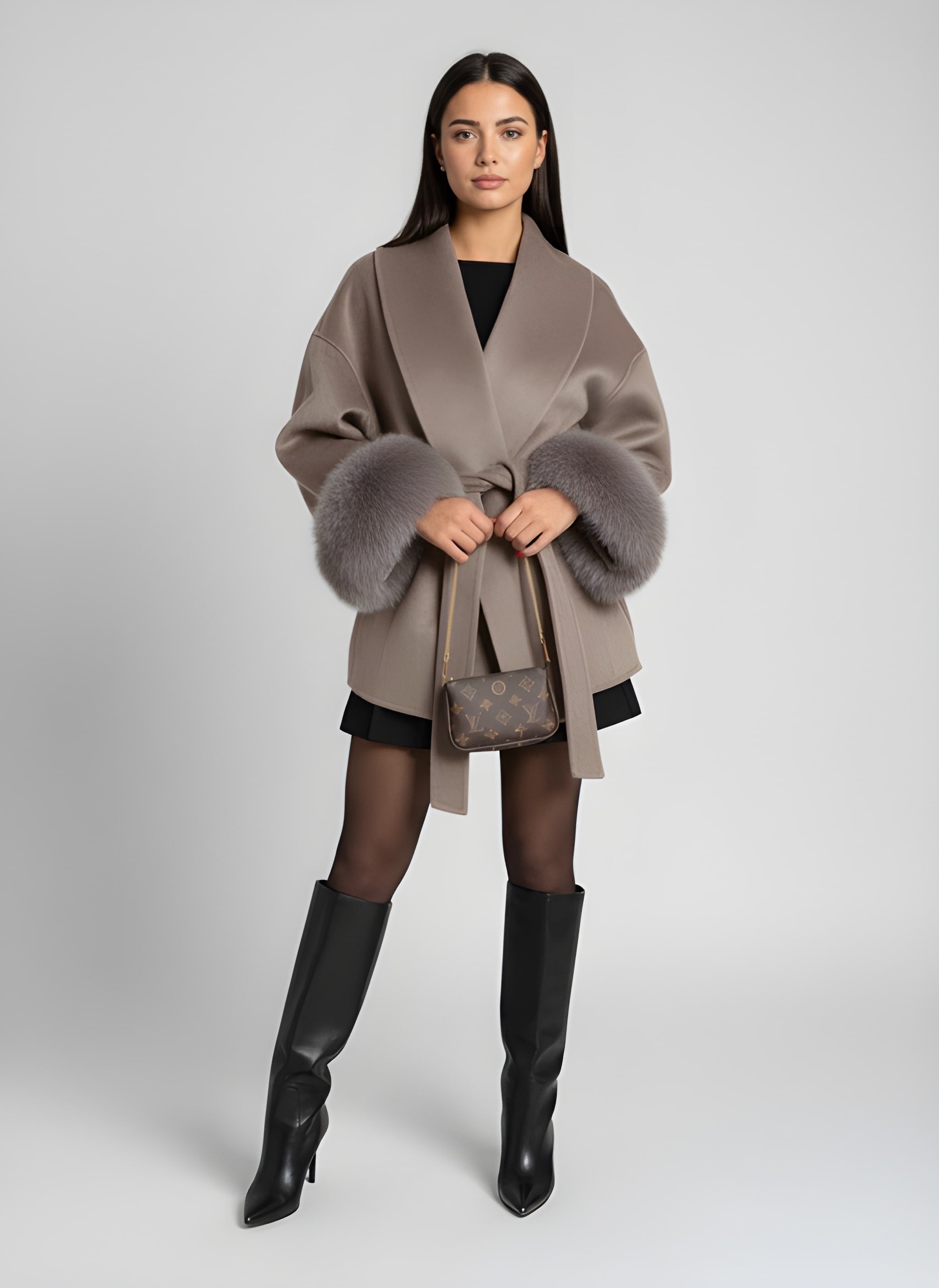 FLORENCE | Belted Fur Wool Coat