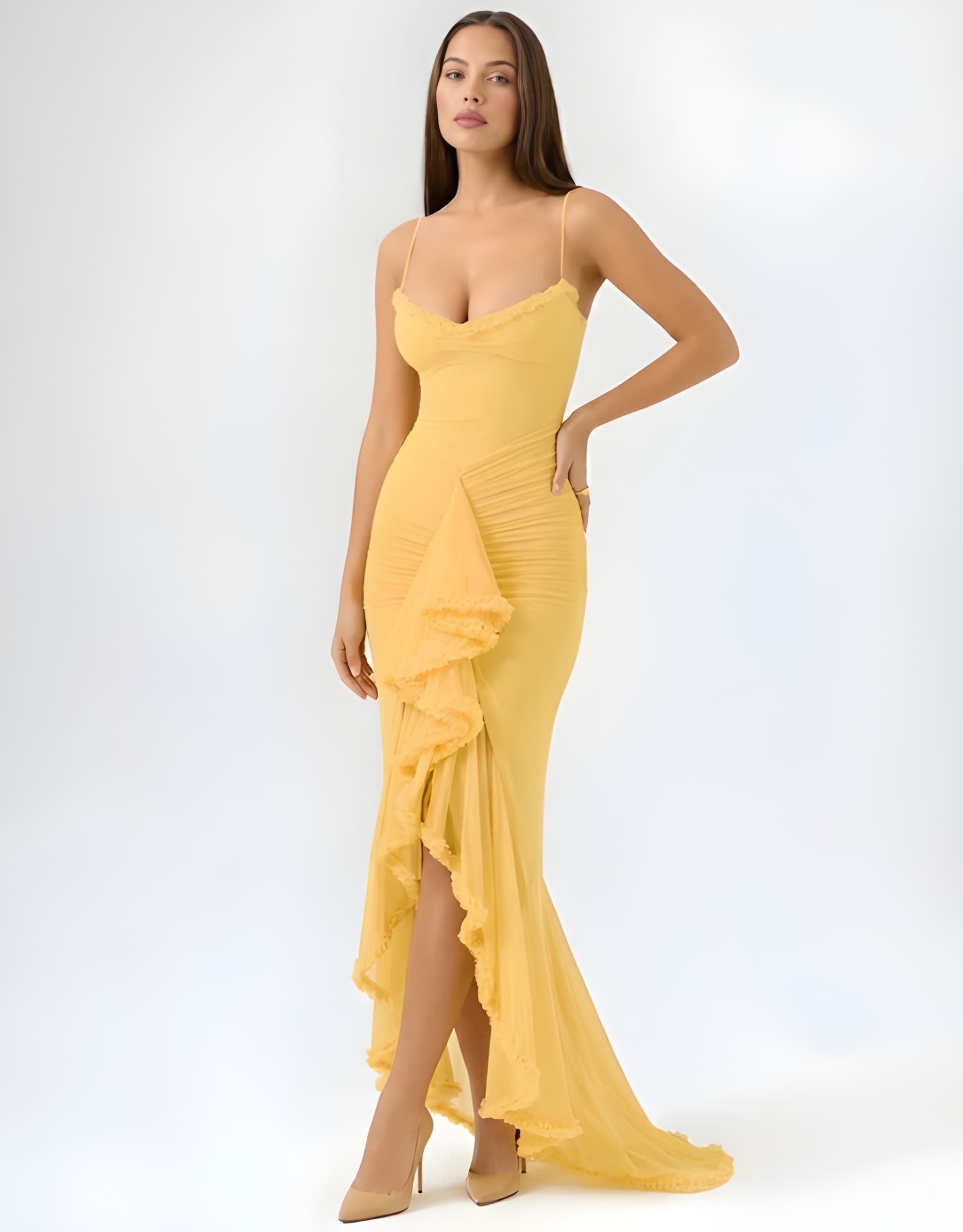 OPHELIA | Ruffle Detail Maxi Dress