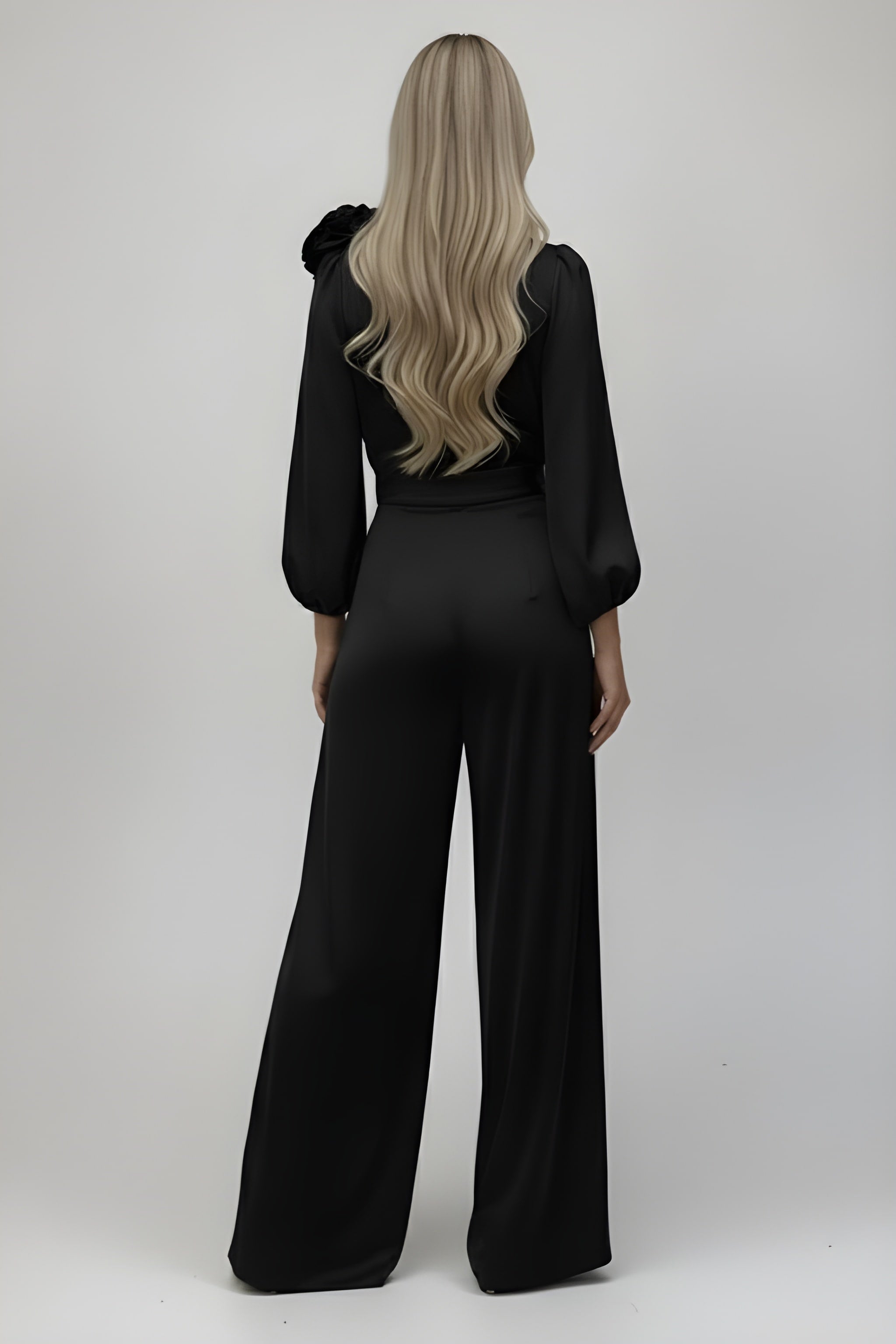 LUCY | Satin Elegant Flower Two-Piece Suit