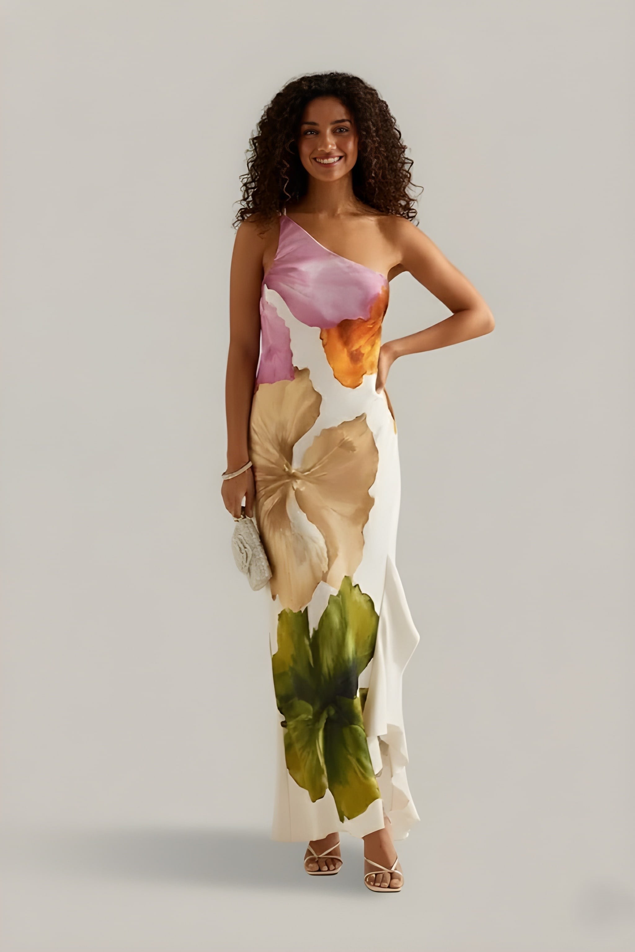 FELICITY | One Shoulder Floral-Print Maxi Dress