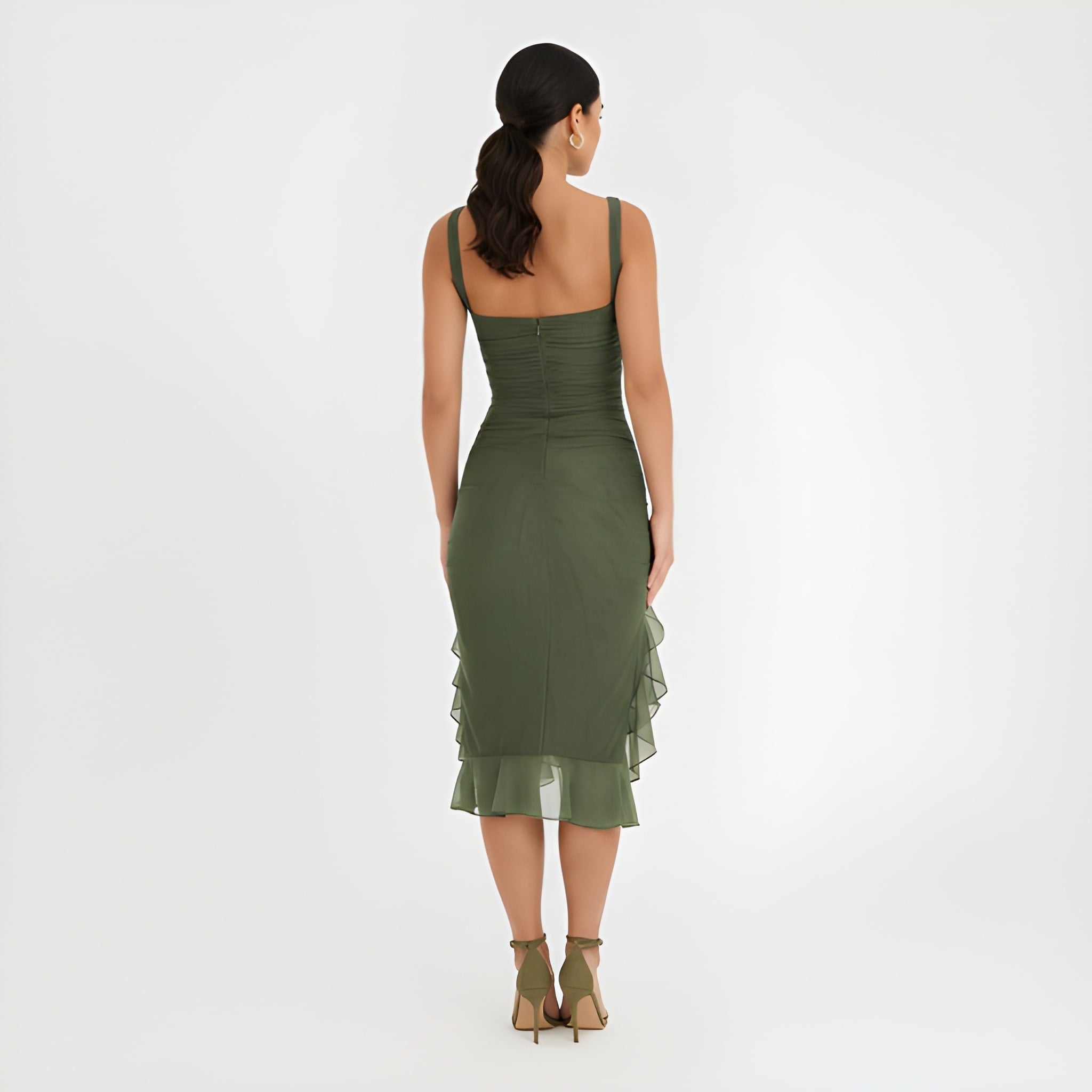 CLEMENTINE | High Neck Ruffle Midi Dress