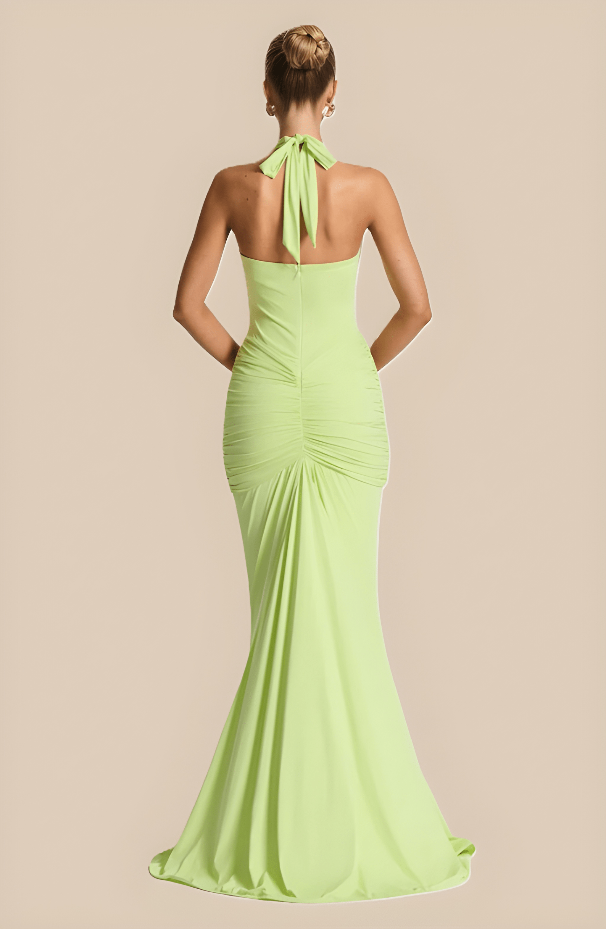 ADELIA | Deep V Halter Maxi Dress