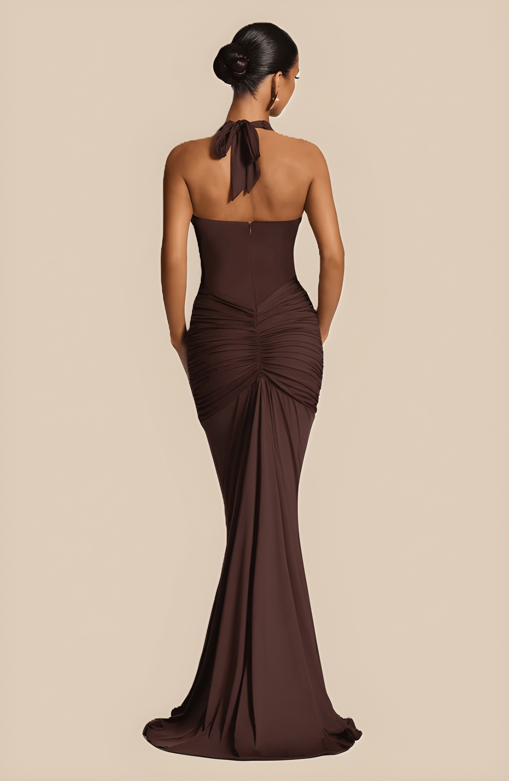 ADELIA | Deep V Halter Maxi Dress