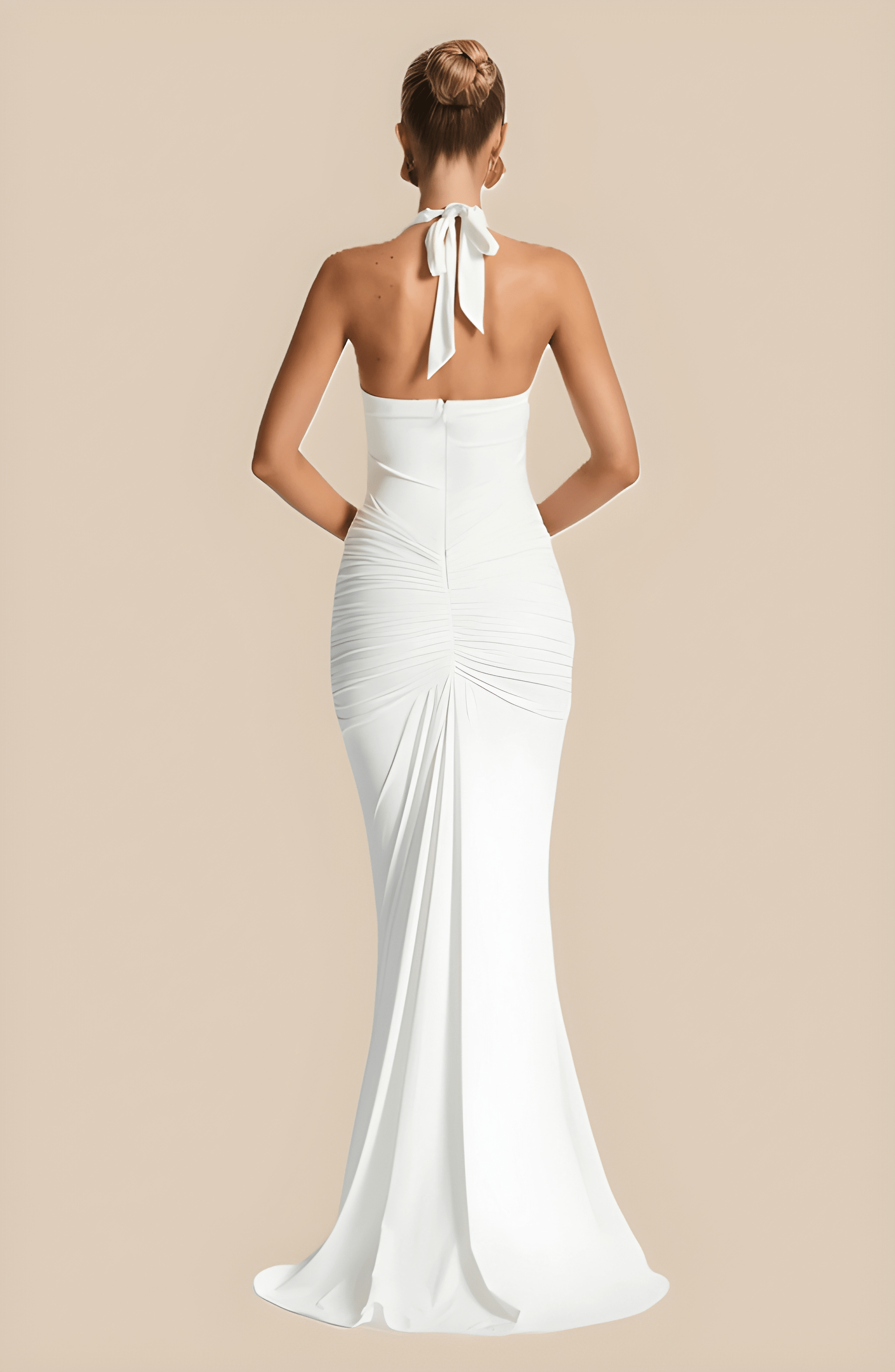 ADELIA | Deep V Halter Maxi Dress