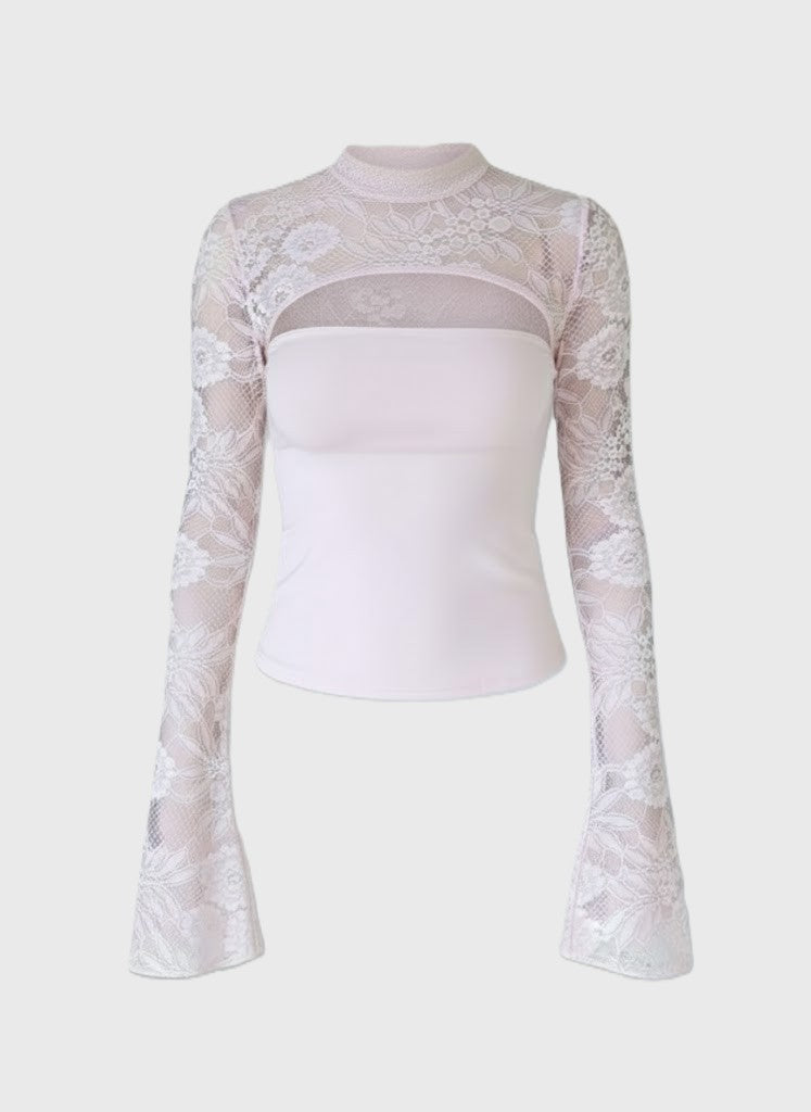 CAMILA | Lace High Neck Cut-Out Top