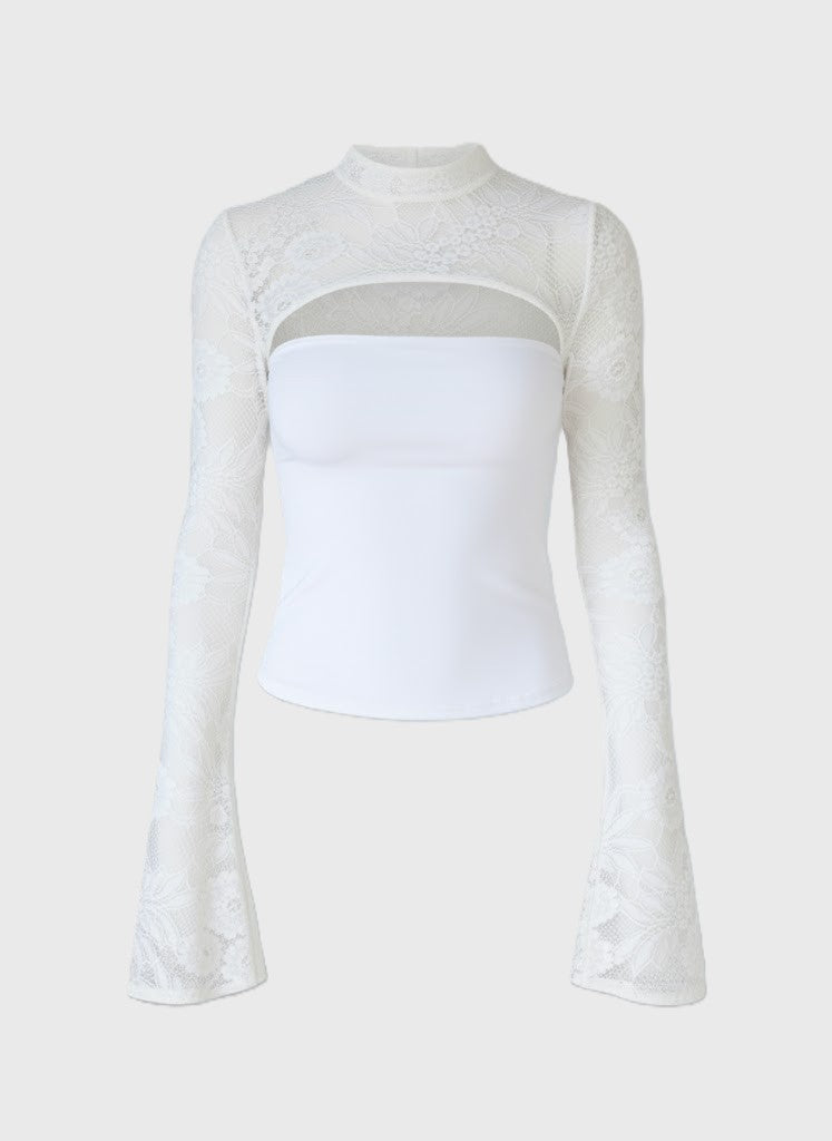 CAMILA | Lace High Neck Cut-Out Top