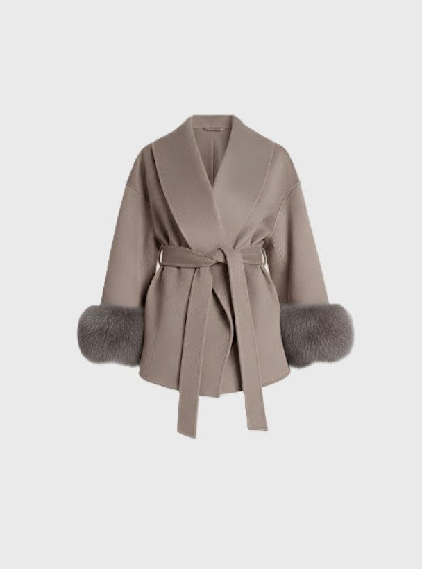FLORENCE | Belted Fur Wool Coat