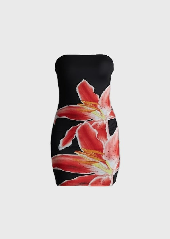 EVIE | Strapless Floral Bodycon Mini Dress