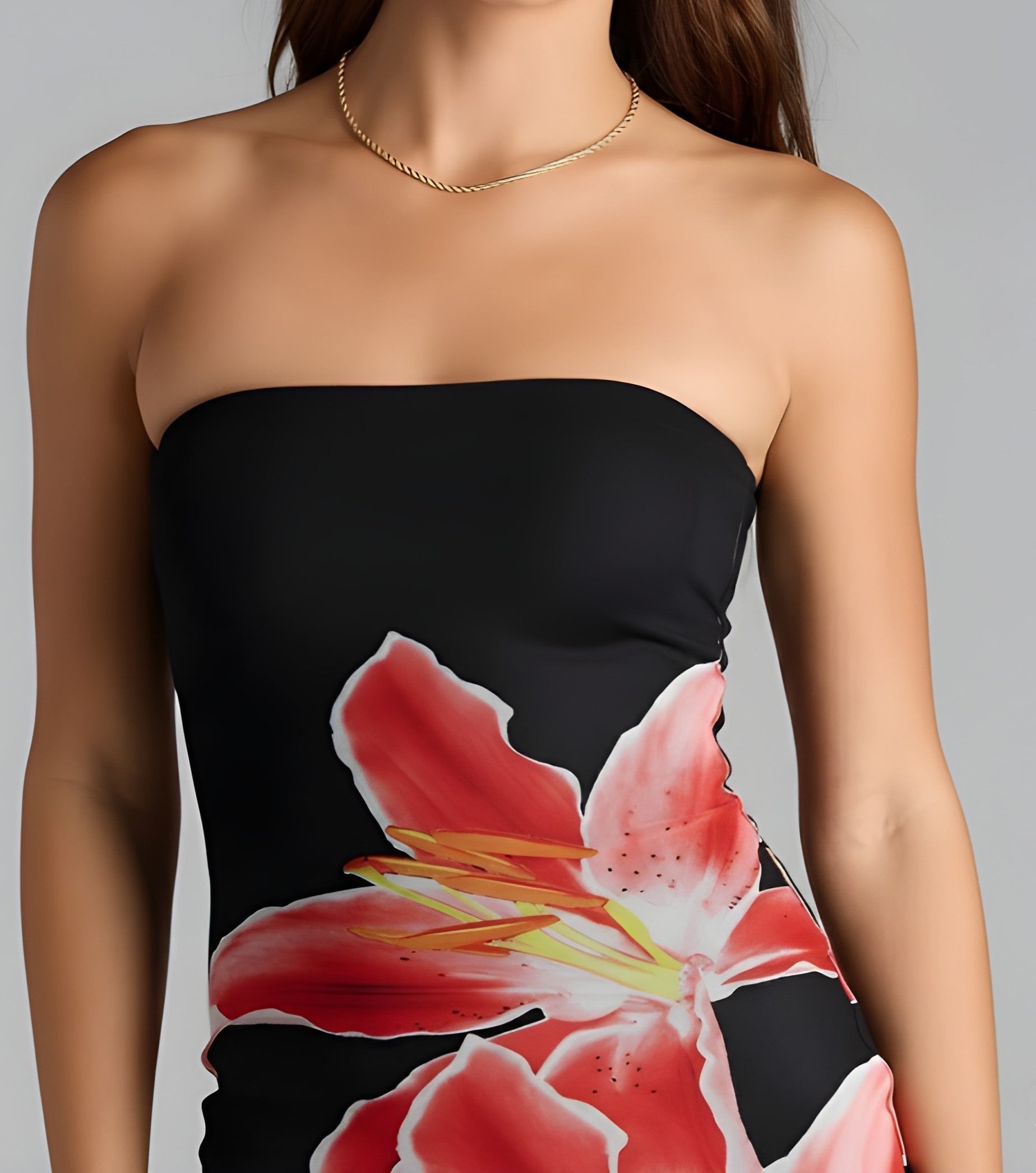 EVIE | Strapless Floral Bodycon Mini Dress