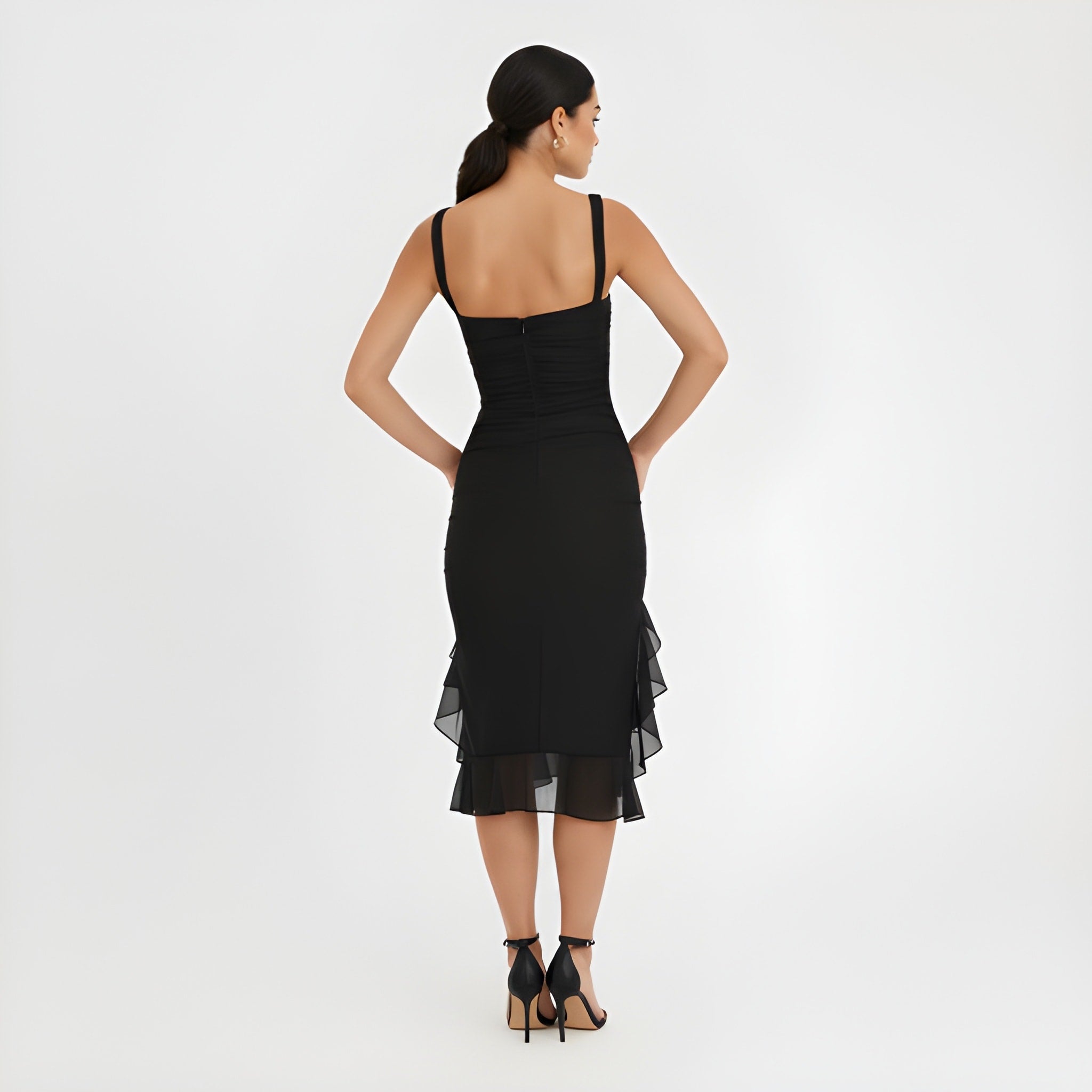 CLEMENTINE | High Neck Ruffle Midi Dress