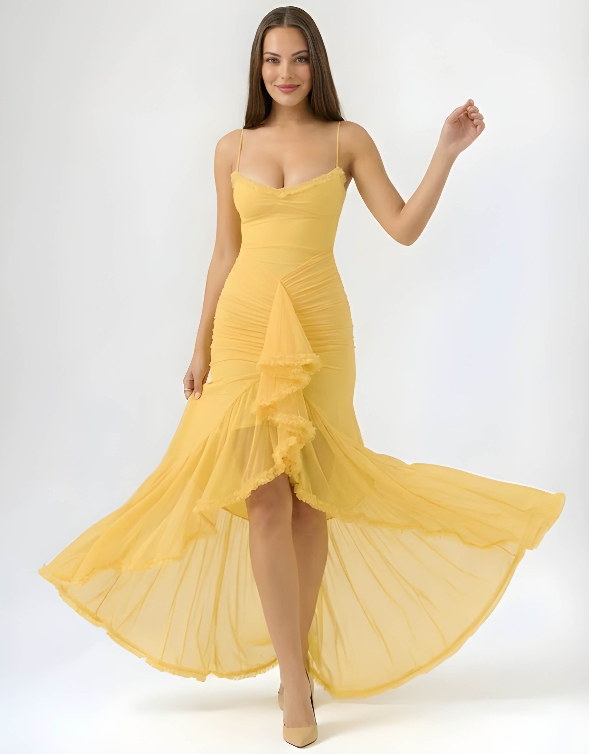 OPHELIA | Ruffle Detail Maxi Dress