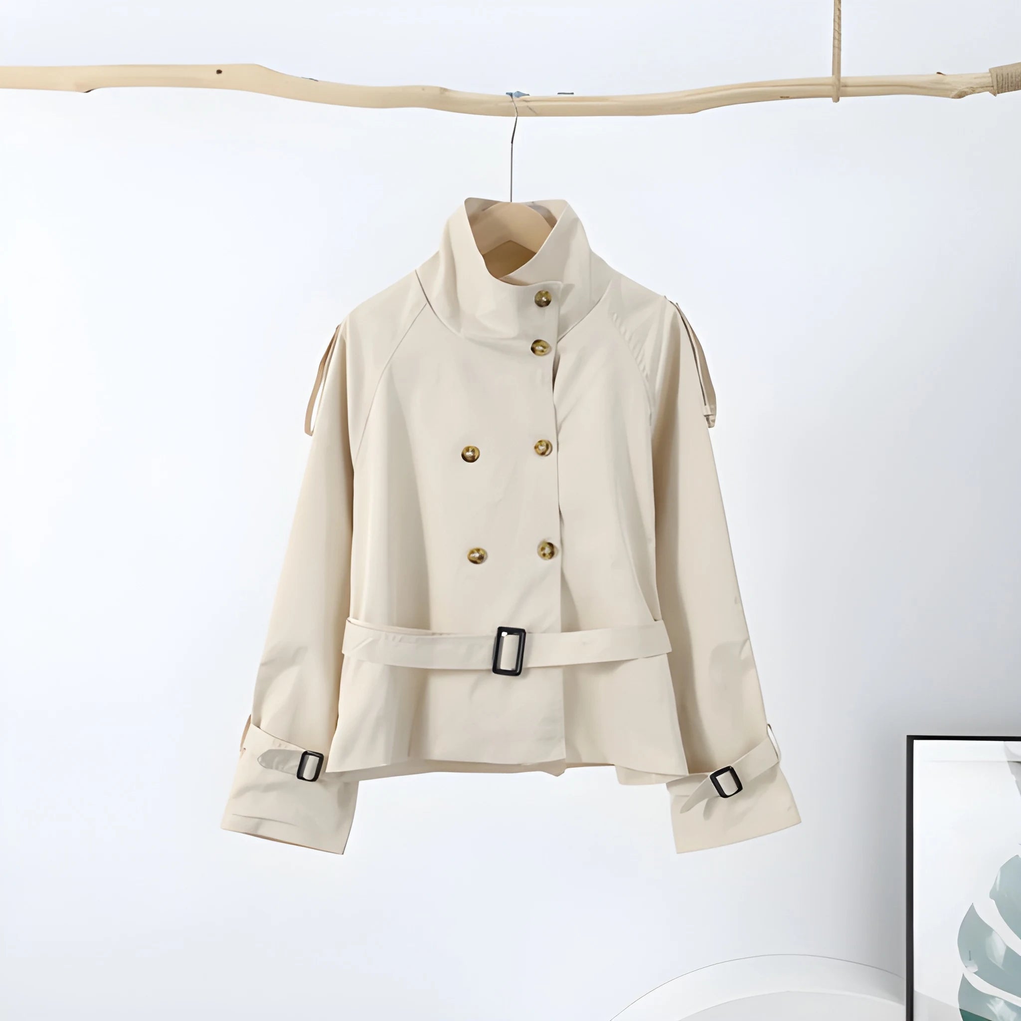 SOPHIE | High-Collar Short Trench Coat