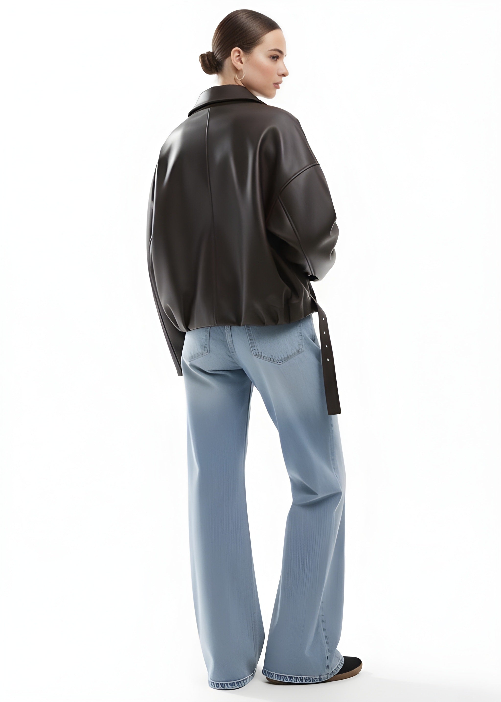 INDIGO | Oversized Faux Leather Bomber Jacket